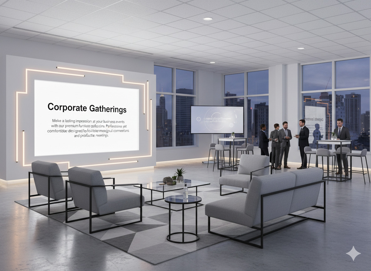 Professional corporate event with modern furniture