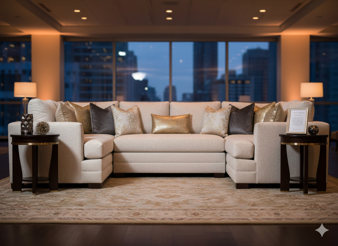 Luxury lounge sofa with elegant cushions