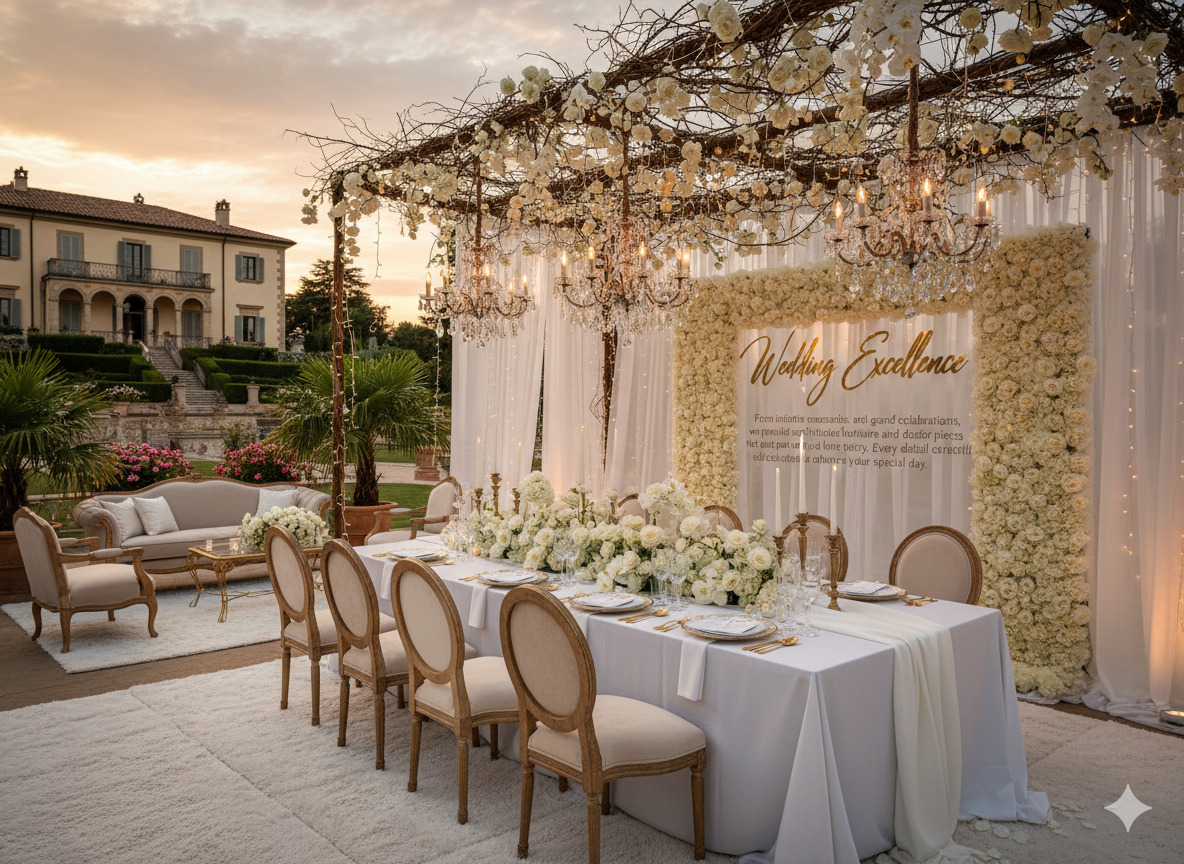 Elegant wedding setup with luxurious furniture